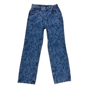 The Ragged Priest Crush Jeans High Waisted Straight Leg Womens 28 Wavy Heart